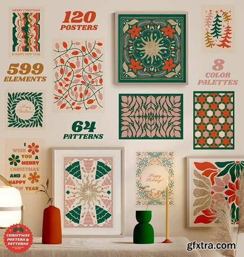 Christmas Posters Patterns Holidays Xmas New Year BA7UL8G