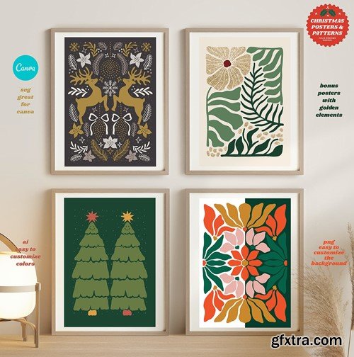 Christmas Posters Patterns Holidays Xmas New Year BA7UL8G