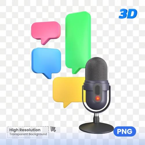 Premium PSD | Podcast recording with microphone Premium PSD