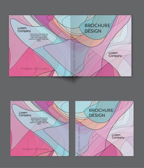 Brochure Cover Layout with Abstract Overlapping Pastel Transparent Shapes 649394275