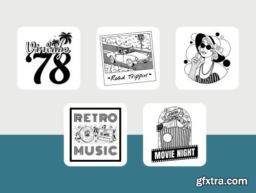 Retro Line Art Ui8.net