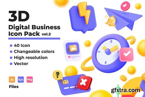 3d Digital Business icon set vol.2 ERS4HBR