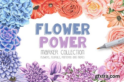 Flower Power Marker Illustrations Flowers Floral YX67ZZL