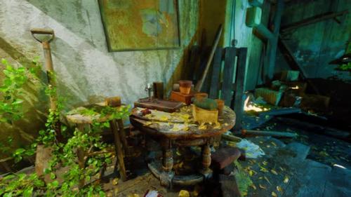 Videohive - An Abandoned Room with a Table Filled with Miscellaneous Items - 48097337 - 48097337