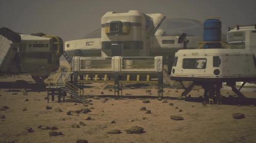 Videohive - Base and Spaceship on Planet Mars - 48097746 - 48097746