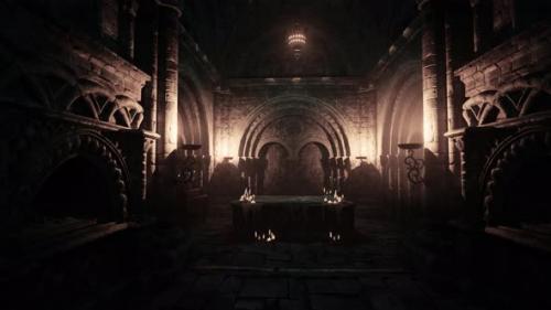 Videohive - Breathtaking Atmosphere Dark Gothic Chapel Flickering Candles - 48097890 - 48097890