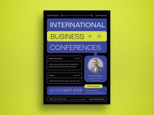 Black Modern Business Conference Flyer Layout 649173910