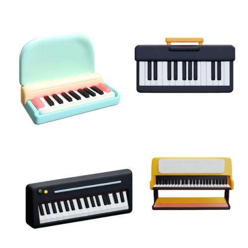 Premium PSD | Cute piano 3d Premium PSD