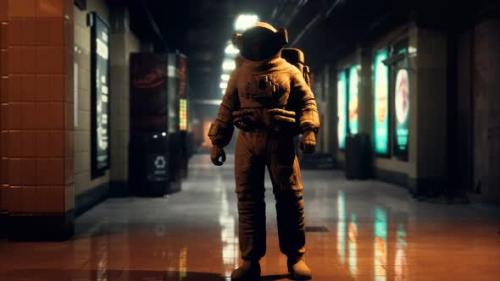 Videohive - Astronaut at Underground Metro Subway - 48098467 - 48098467