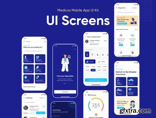 Medicos - Healthcare Mobile Sketch App UI Kit Ui8.net