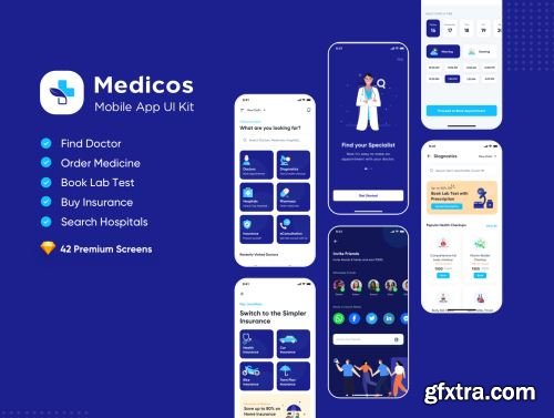 Medicos - Healthcare Mobile Sketch App UI Kit Ui8.net