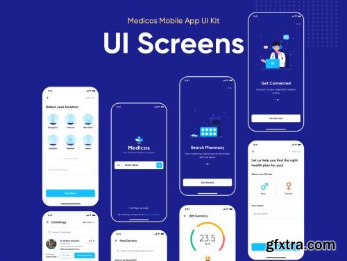 Medicos - Healthcare Mobile Sketch App UI Kit Ui8.net