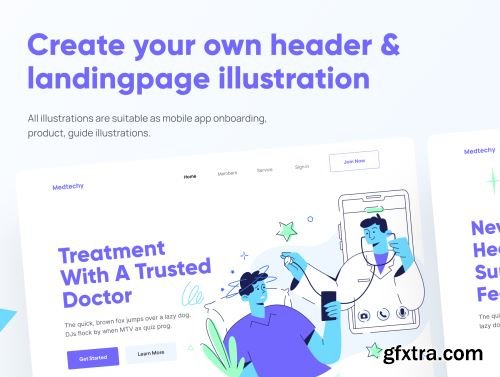 Medtechy - Medical & Healthcare Illustration Set Ui8.net