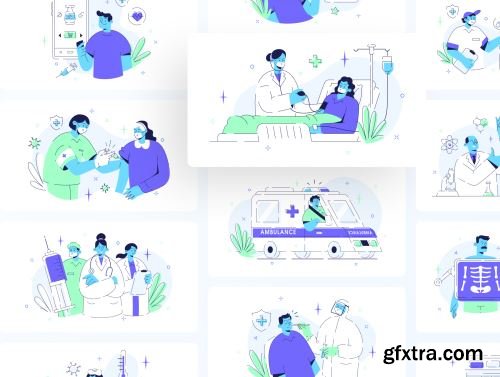 Medtechy - Medical & Healthcare Illustration Set Ui8.net