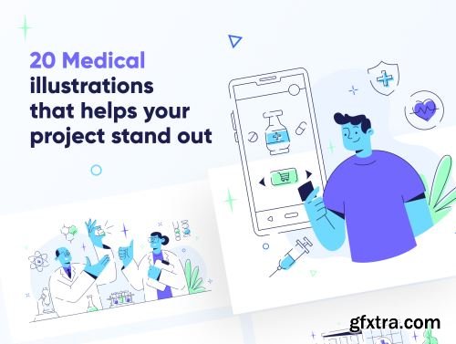 Medtechy - Medical & Healthcare Illustration Set Ui8.net