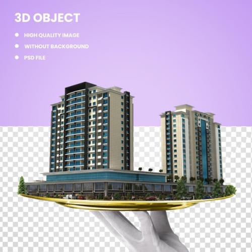 Premium PSD | 3d istanbul real estate apartment construction house Premium PSD