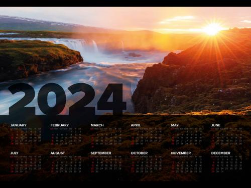 Dark full year horizontal calendar template for the year 2024 (sunday first day) 647274348