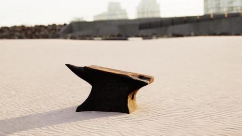 Videohive - Old Anvil on a Sandy Beach - 48099497 - 48099497