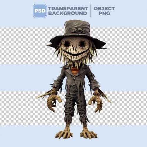 Premium PSD | Psd 3d halloween scary scarecrow Premium PSD