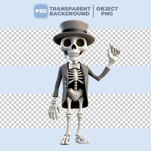 Premium PSD | Psd 3d halloween skeleton wear black Premium PSD