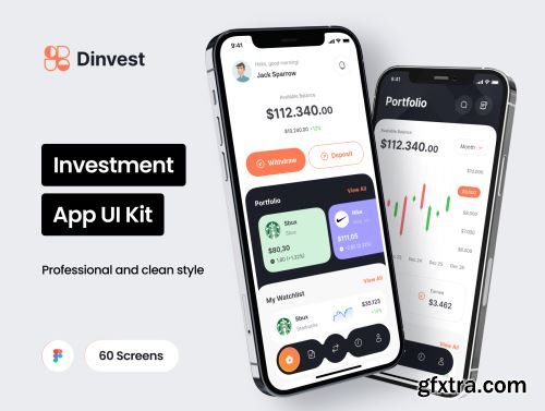 Dinvest - Investment Mobile App UI Kit Ui8.net