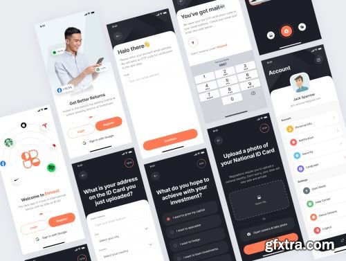 Dinvest - Investment Mobile App UI Kit Ui8.net