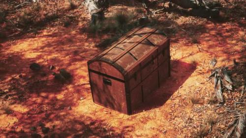 Videohive - Closed Wooden Treasure Chest on Sandy Beach - 48099946 - 48099946