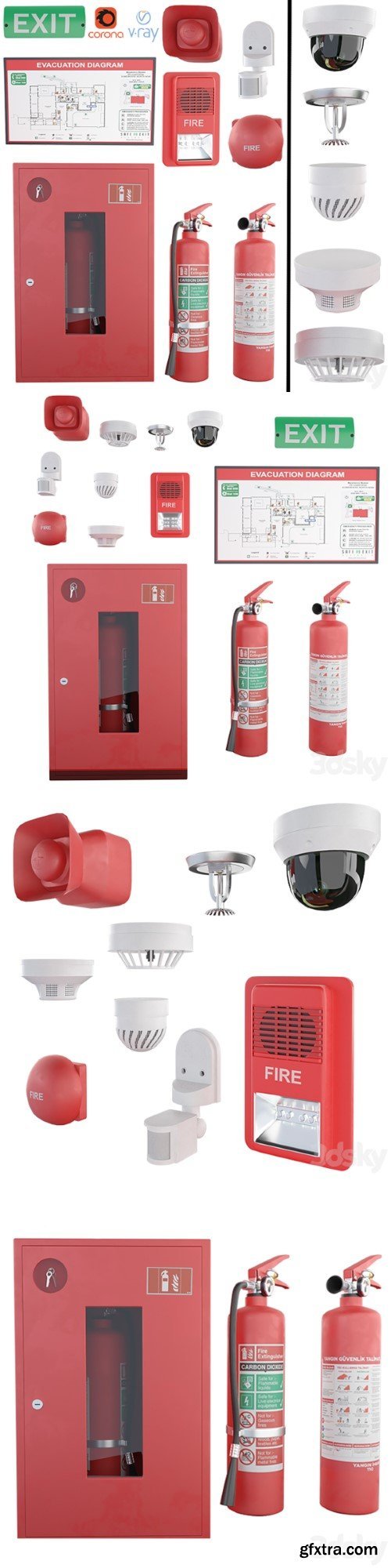 Security and fire alarms Fire extinguishers and sensors