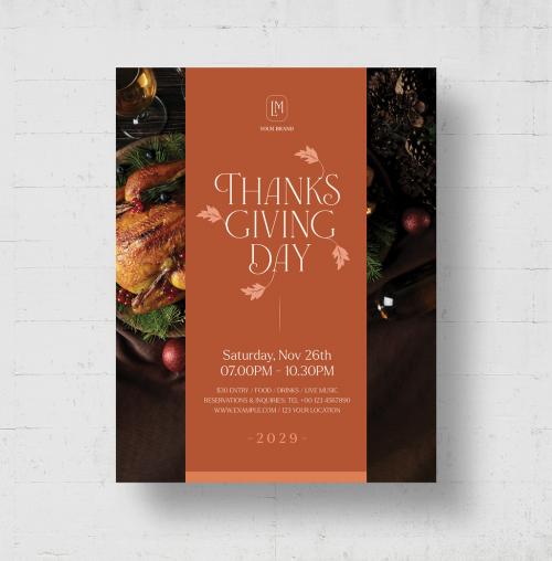 Thanksgiving Flyer Layout in Modern Rustic Style 647115778