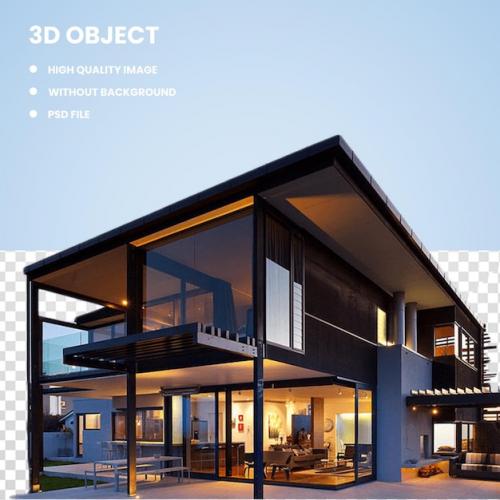 Premium PSD | 3d minecraft housebuilding Premium PSD