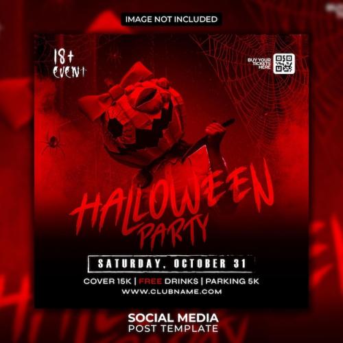 Premium PSD | Psd halloween club dj party flyer social media post template and web banner template Premium PSD