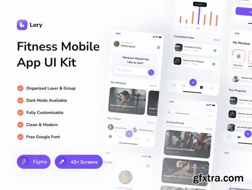 Lory - Fitness Mobile App UI Kit Ui8.net