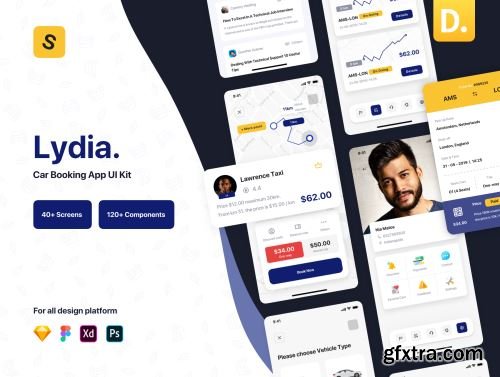 Lydia - Car Booking & Sharing Mobile App UI Kit Ui8.net