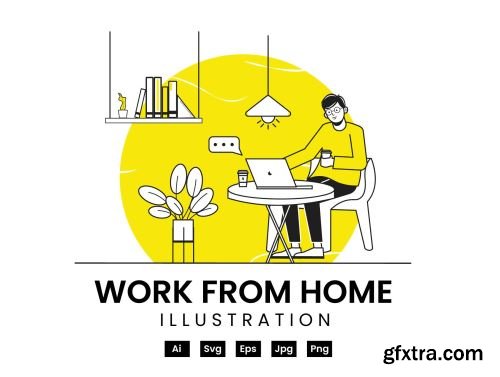 Man Work from home illustration Ui8.net