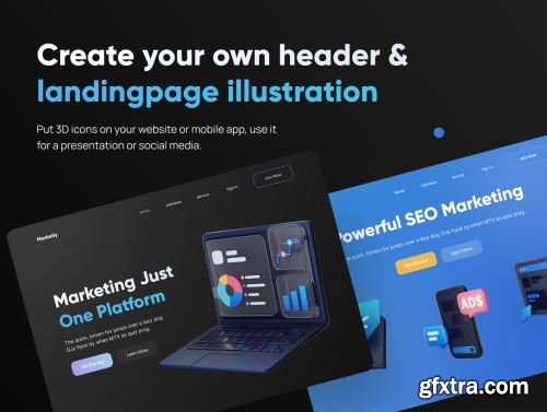 Marketly - SEO & Marketing 3D Icon Set Ui8.net