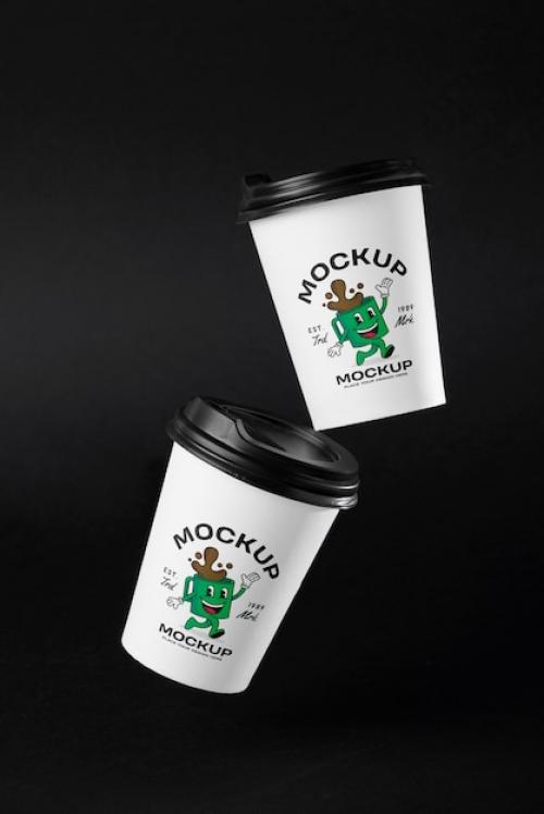 Premium PSD | Levitating paper cup mockup Premium PSD