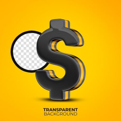 Premium PSD | Black money icon 3d Premium PSD