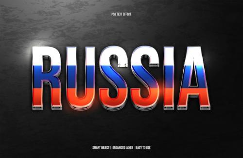 Premium PSD | Russia flag on text effect psd Premium PSD