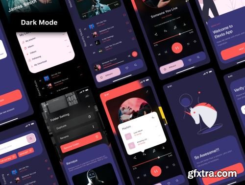 Elexto - Music App UI Kit Ui8.net