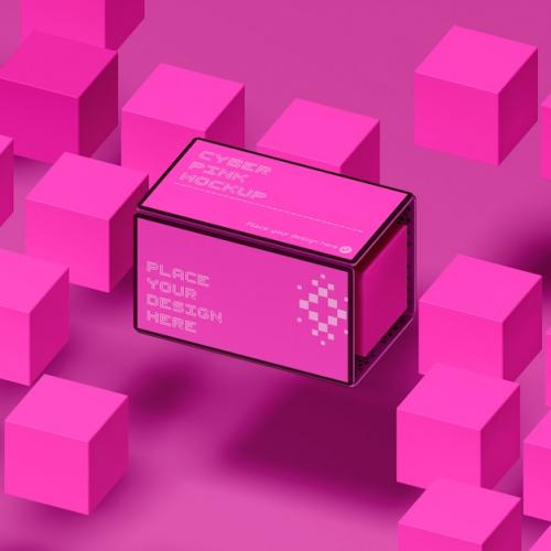 Premium PSD | Computer mockup surrounded by pink Premium PSD