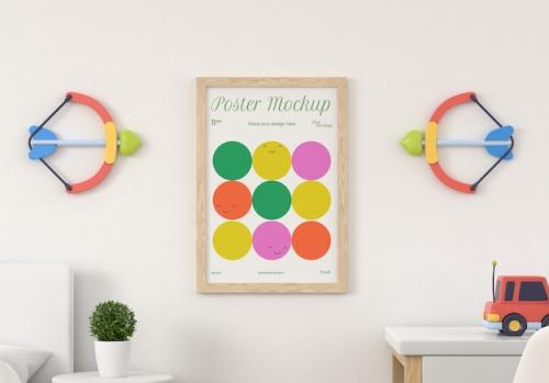 Premium PSD | Frame mockup in kids room Premium PSD