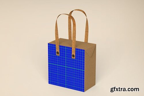 Cardboard Gift Bag with Handle PSD Mockup EWTNH65