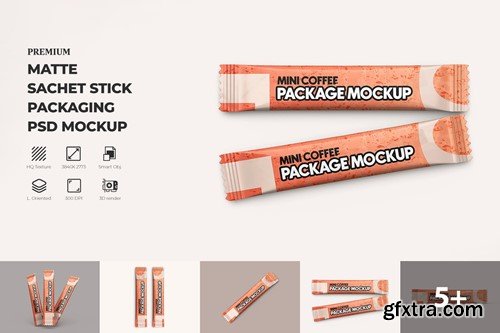 Matte Coffee Stick Sachet Mockup XT8B7PT