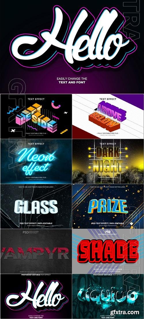 10 Psd style text effect editable set vol 1