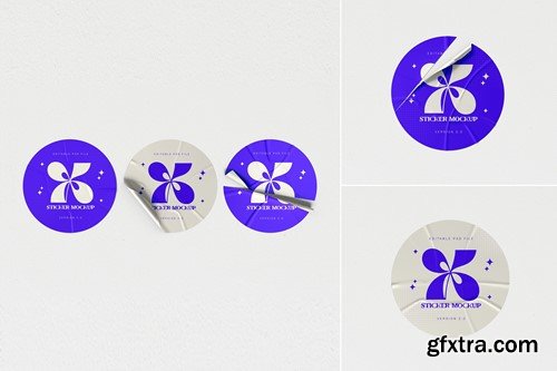 Rounded Sticker Mockup Set QAEFLJT