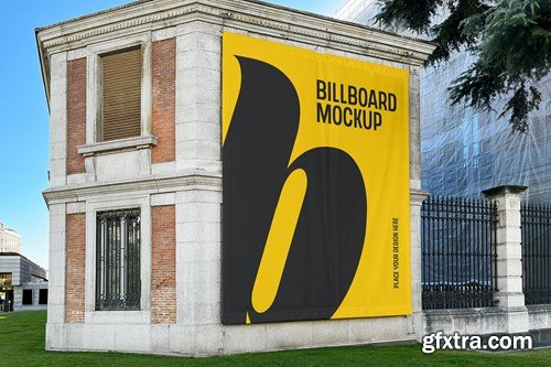 Outdoor Billboard on a Building Mockup HCB3A8V
