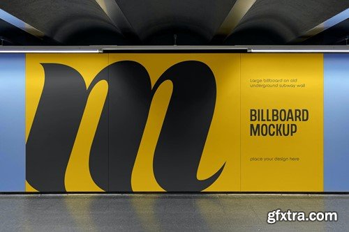 Large Billboard on Underground Subway Wall Mockup KSZCN42