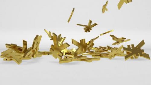 Videohive - Golden Yen Currency Symbol Falling - 48065485 - 48065485