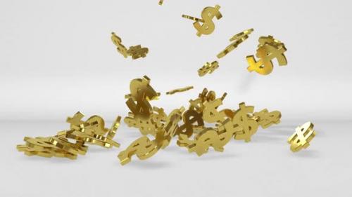 Videohive - Golden Dollar Currency Symbol Falling - 48065488 - 48065488