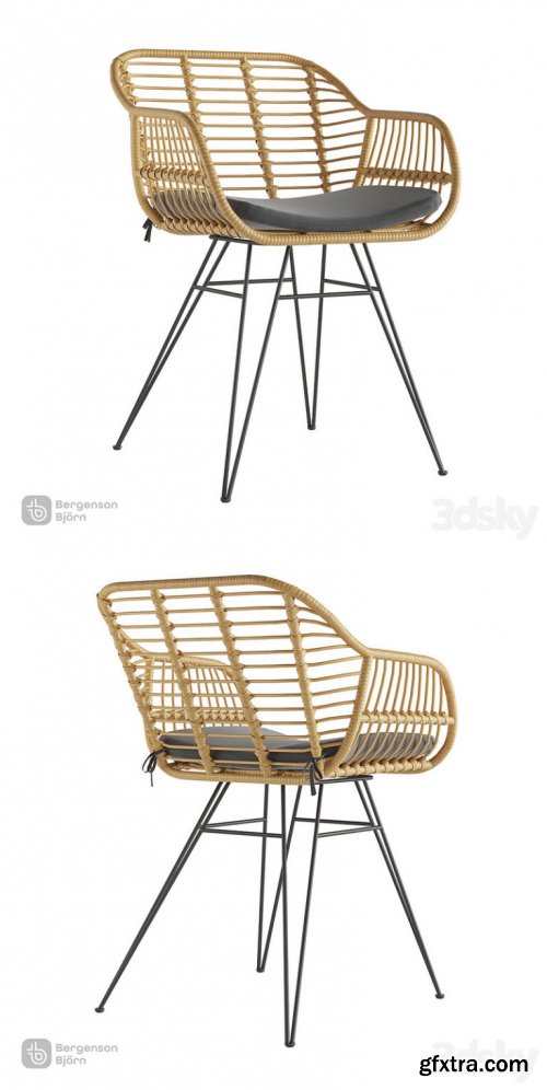 Chair Vetle Bent, rattan, Bergenson Bjorn